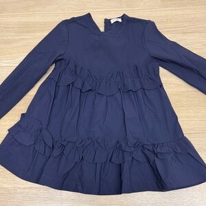 Il Gufo Navy Blue Ruffle Dress